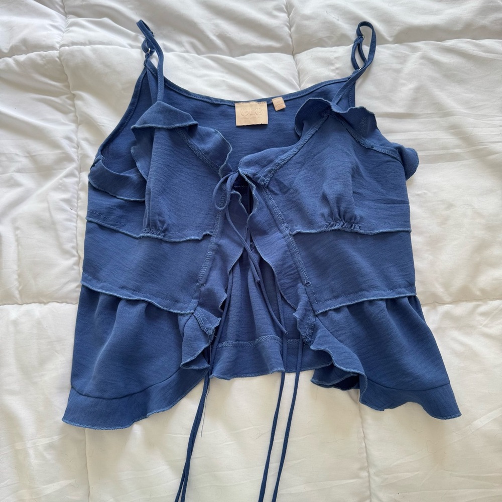 Blue Ruffled Women's Top